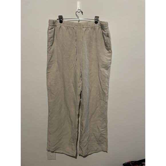 H&M Women's Wide‎ Leg Casual Pants, Light Khaki, XL Linen Blend - Picture 1 of 6